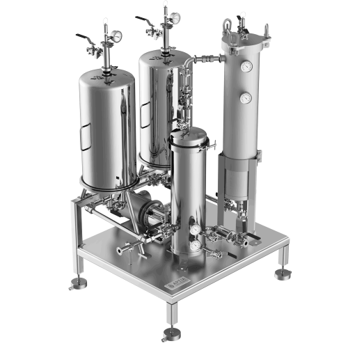 Aptia Engineering's FS4 4 Stage Extract Filtration Skid - Rendering of the 3/4 view